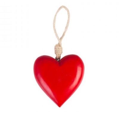 Подвесное украшение Wooden heart red 15 см